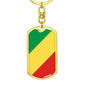 Congo (Republic) Flag Keychain Dog Tag Stainless Steel or 18k Gold-Express Your Love Gifts