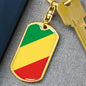 Congo (Republic) Flag Keychain Dog Tag Stainless Steel or 18k Gold-Express Your Love Gifts