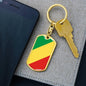 Congo (Republic) Flag Keychain Dog Tag Stainless Steel or 18k Gold-Express Your Love Gifts