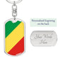 Congo (Republic) Flag Keychain Dog Tag Stainless Steel or 18k Gold-Express Your Love Gifts