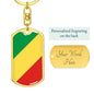 Congo (Republic) Flag Keychain Dog Tag Stainless Steel or 18k Gold-Express Your Love Gifts
