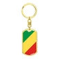 Congo (Republic) Flag Keychain Dog Tag Stainless Steel or 18k Gold-Express Your Love Gifts