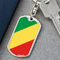 Congo (Republic) Flag Keychain Dog Tag Stainless Steel or 18k Gold-Express Your Love Gifts