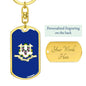 Connecticut State Flag Keychain Dog Tag Stainless Steel or 18k Gold-Express Your Love Gifts