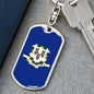 Connecticut State Flag Keychain Dog Tag Stainless Steel or 18k Gold-Express Your Love Gifts