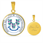 Connecticut State Seal Necklace Circle Pendant Stainless Steel or 18k Gold 18-22"-Express Your Love Gifts