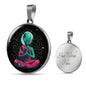Consciousness Alien Circle Pendant UFO Alien Fan Necklace Stainless Steel or 18k Gold 18-22"-Express Your Love Gifts