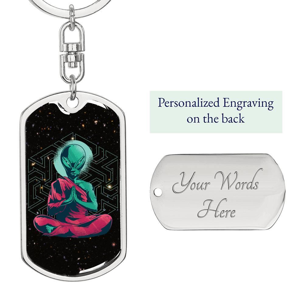 Consciousness Alien Dog Tag Pendant Keychain Stainless Steel or 18k Gold-Express Your Love Gifts