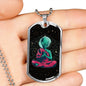 Consciousness Alien Necklace UFO Alien Fan Gift Stainless Steel or 18k Gold Dog Tag 24" Chain-Express Your Love Gifts