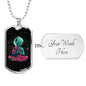 Consciousness Alien Necklace UFO Alien Fan Gift Stainless Steel or 18k Gold Dog Tag 24" Chain-Express Your Love Gifts