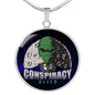 Conspiracy Alien Circle Pendant UFO Alien Fan Necklace Stainless Steel or 18k Gold 18-22"-Express Your Love Gifts