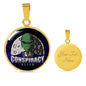 Conspiracy Alien Circle Pendant UFO Alien Fan Necklace Stainless Steel or 18k Gold 18-22"-Express Your Love Gifts