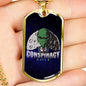 Conspiracy Alien Necklace UFO Alien Fan Gift Stainless Steel or 18k Gold Dog Tag 24" Chain-Express Your Love Gifts