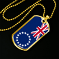 Cook Island Flag Necklace Stainless Steel or 18k Gold Dog Tag 24" Chain-Express Your Love Gifts