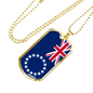 Cook Island Flag Necklace Stainless Steel or 18k Gold Dog Tag 24" Chain-Express Your Love Gifts
