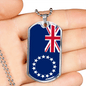 Cook Island Flag Necklace Stainless Steel or 18k Gold Dog Tag 24" Chain-Express Your Love Gifts