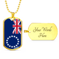 Cook Island Flag Necklace Stainless Steel or 18k Gold Dog Tag 24" Chain-Express Your Love Gifts