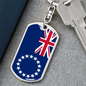 Cook Island Flag Swivel Keychain Dog Tag Stainless Steel or 18k Gold-Express Your Love Gifts