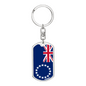 Cook Island Flag Swivel Keychain Dog Tag Stainless Steel or 18k Gold-Express Your Love Gifts