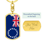 Cook Island Flag Swivel Keychain Dog Tag Stainless Steel or 18k Gold-Express Your Love Gifts