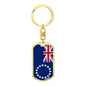 Cook Island Flag Swivel Keychain Dog Tag Stainless Steel or 18k Gold-Express Your Love Gifts