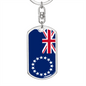 Cook Island Flag Swivel Keychain Dog Tag Stainless Steel or 18k Gold-Express Your Love Gifts