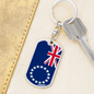 Cook Island Flag Swivel Keychain Dog Tag Stainless Steel or 18k Gold-Express Your Love Gifts