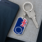 Cook Island Flag Swivel Keychain Dog Tag Stainless Steel or 18k Gold-Express Your Love Gifts