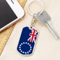 Cook Island Flag Swivel Keychain Dog Tag Stainless Steel or 18k Gold-Express Your Love Gifts