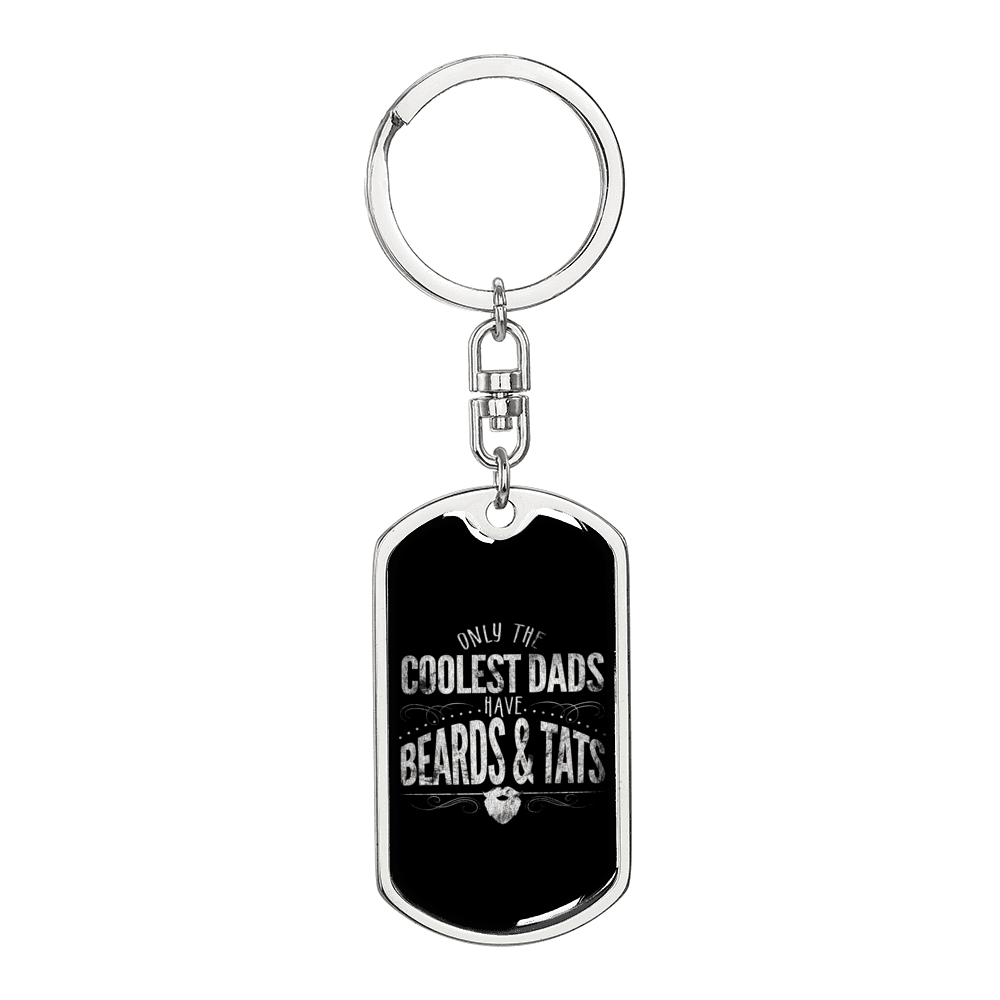 Cool Beard And Tats Swivel Keychain Dog Tag Stainless Steel or 18k Gold-Express Your Love Gifts
