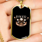 Cool Biker Necklace Stainless Steel or 18k Gold Dog Tag 24"-Express Your Love Gifts