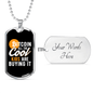 Cool Kids Are Buying Bitcoin Crypto Necklace Stainless Steel or 18k Gold Dog Tag 24" Chain-Express Your Love Gifts