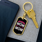 Cool Mom Pink Keychain Stainless Steel or 18k Gold Dog Tag Keyring-Express Your Love Gifts
