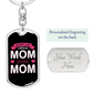 Cool Mom Pink Keychain Stainless Steel or 18k Gold Dog Tag Keyring-Express Your Love Gifts