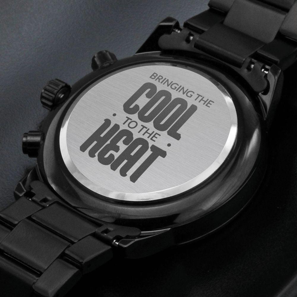 Cool To The Heat Engraved Multifunction Analog Stainless Steel Chronograph Men's Watch W Copper Dial-Express Your Love Gifts