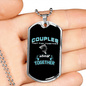 Coouples Together Fishing Necklace Stainless Steel or 18k Gold Dog Tag 24" Chain-Express Your Love Gifts