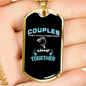 Coouples Together Fishing Necklace Stainless Steel or 18k Gold Dog Tag 24" Chain-Express Your Love Gifts