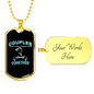 Coouples Together Fishing Necklace Stainless Steel or 18k Gold Dog Tag 24" Chain-Express Your Love Gifts