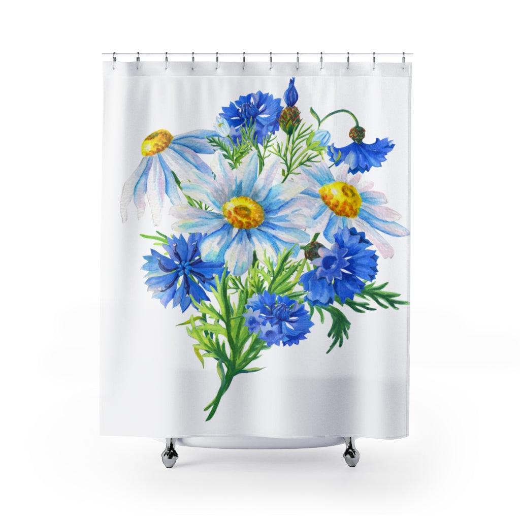 Cornflowers Green Leaves Stylish Design 71" x 74" Elegant Waterproof Shower Curtain for a Spa-like Bathroom Paradise Exceptional Craftsmanship-Express Your Love Gifts