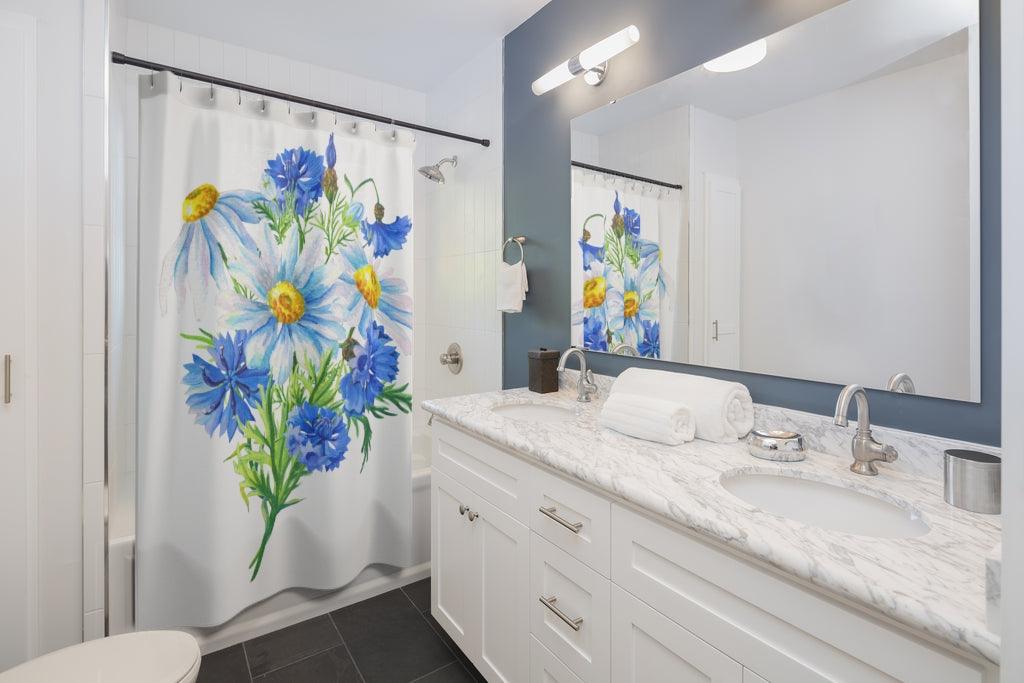 Cornflowers Green Leaves Stylish Design 71" x 74" Elegant Waterproof Shower Curtain for a Spa-like Bathroom Paradise Exceptional Craftsmanship-Express Your Love Gifts