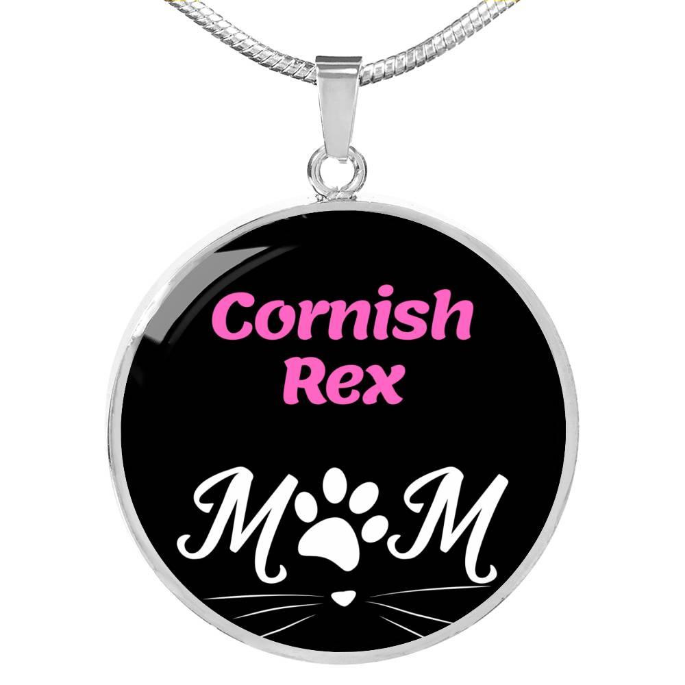 Cornish Rex Cat Mom Necklace Circle Pendant Stainless Steel or 18k Gold 18-22"-Express Your Love Gifts