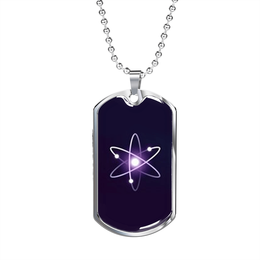 Cosmos (ATOM) Crypto Necklace Stainless Steel or 18k Gold Dog Tag 24" Chain-Express Your Love Gifts