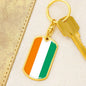 Cote D’Ivoire Flag Keychain Dog Tag Stainless Steel or 18k Gold-Express Your Love Gifts