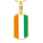 Cote D’Ivoire Flag Keychain Dog Tag Stainless Steel or 18k Gold-Express Your Love Gifts