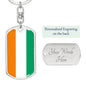 Cote D’Ivoire Flag Keychain Dog Tag Stainless Steel or 18k Gold-Express Your Love Gifts