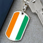 Cote D’Ivoire Flag Keychain Dog Tag Stainless Steel or 18k Gold-Express Your Love Gifts