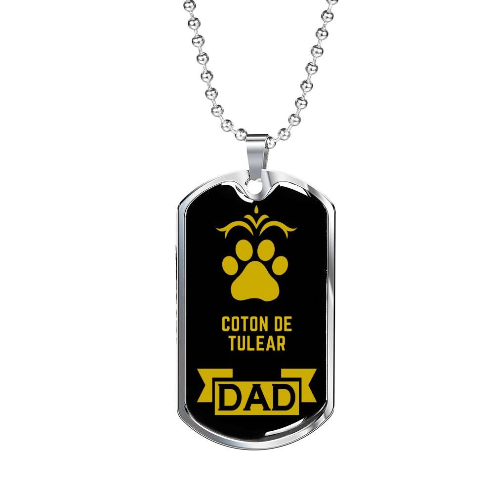 Coton De Tulear Dad Dog Necklace Stainless Steel or 18k Gold Dog Tag W 24" Dog Owner Lover-Express Your Love Gifts