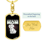 Coton De Tulear Mom Keychain Stainless Steel or 18k Gold Dog Tag Keyring-Express Your Love Gifts