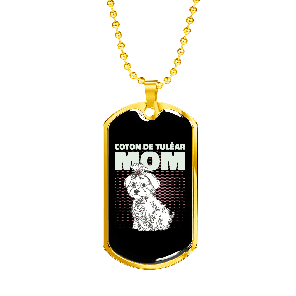 Coton De Tulear Mom Necklace Stainless Steel or 18k Gold Dog Tag 24" Chain-Express Your Love Gifts