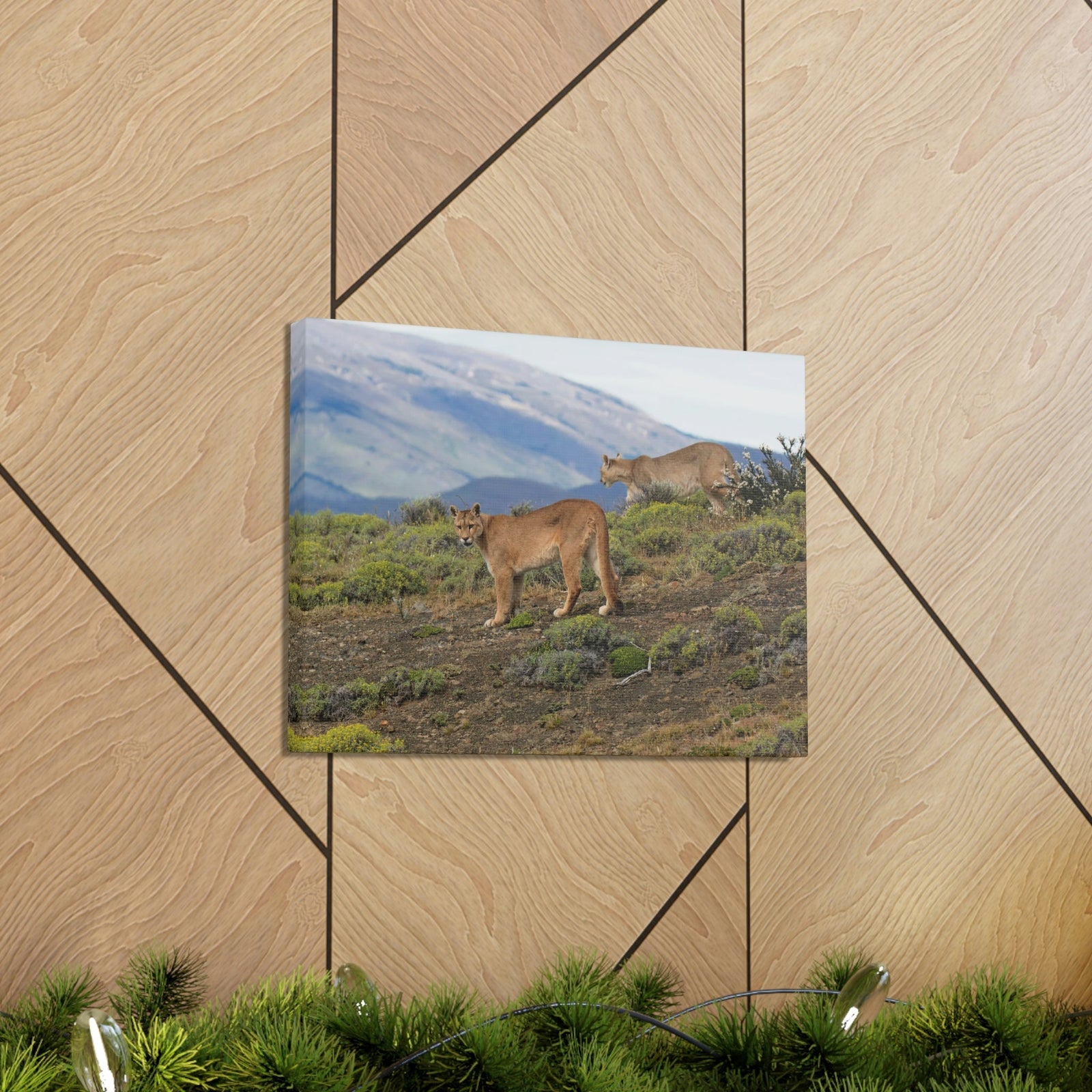 Scripture Walls Cougar Couple Cougar Troop Print Animal Wall Art Wildlife Canvas Prints Wall Art Ready to Hang Unframed-Express Your Love Gifts